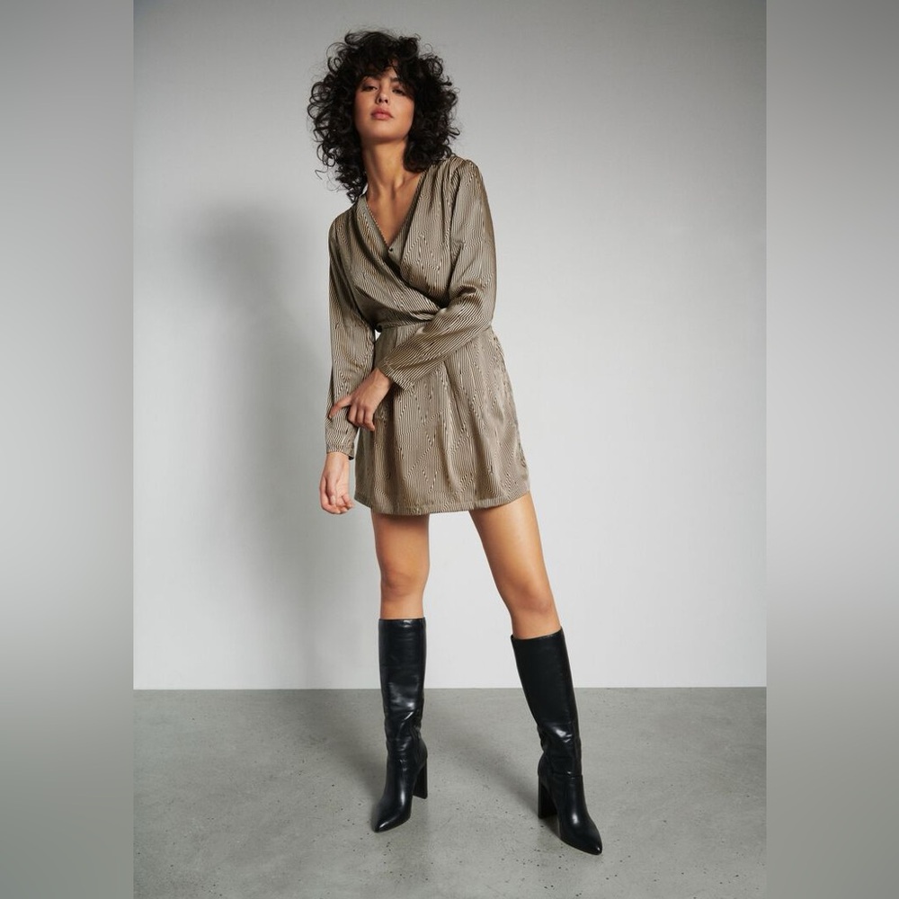 Dynamite Olive Long Sleeve Dress